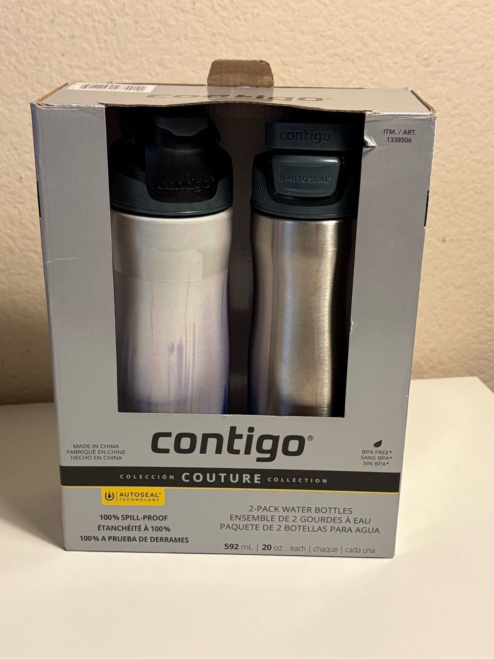 Contigo Couture 20 oz Stainless Steel Water Bottles 2-Pack AUTOSEAL New